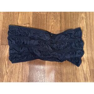 LA Hearts Navy Blue Smocked Ruched Cotton Bandeau Tube Top Medium RN090233